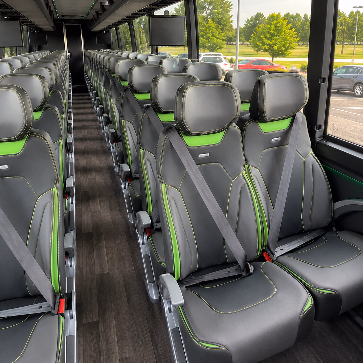 56 passenger charter bus inside