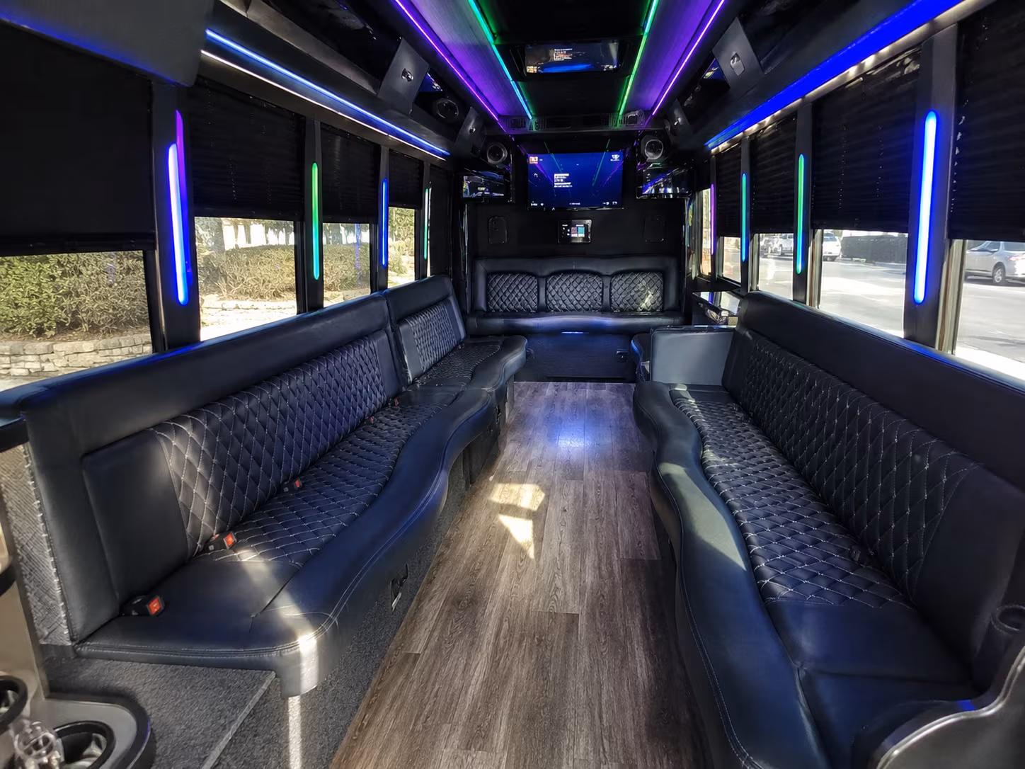 sandy 15 passenger party bus interior