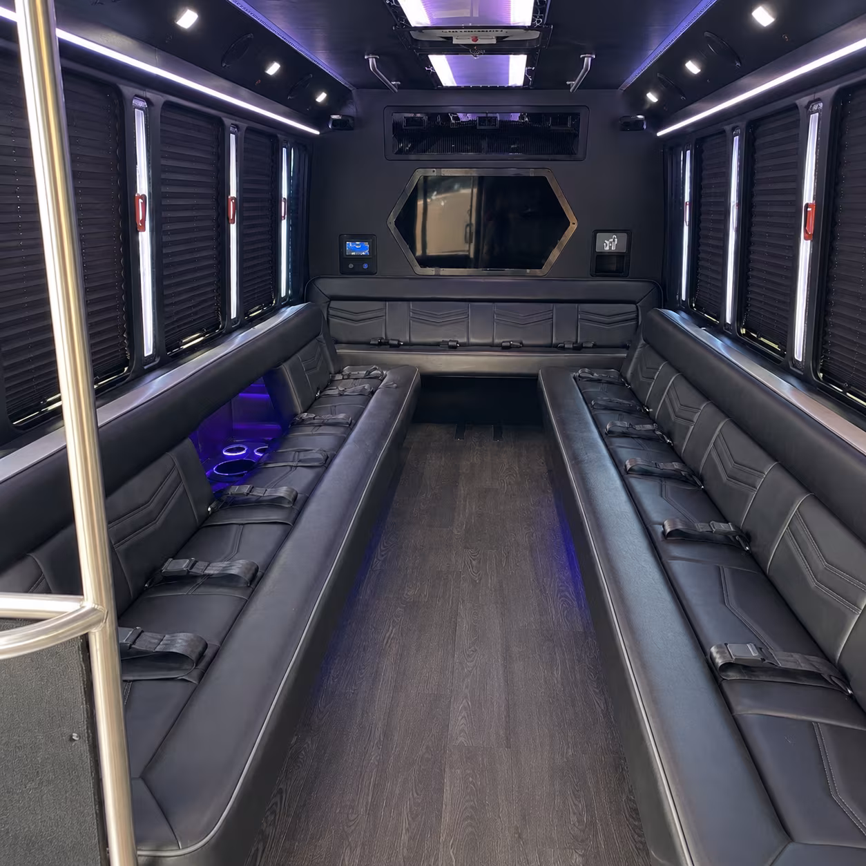 sandy 18 passenger party bus interior