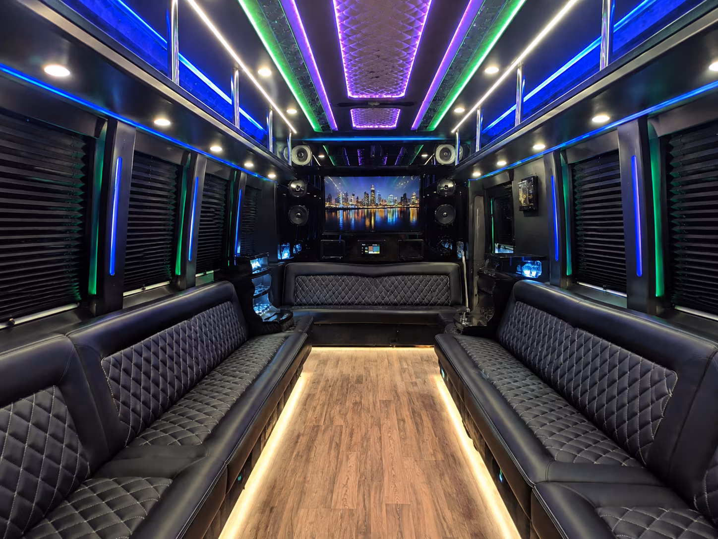 sandy 25 passenger party bus interior