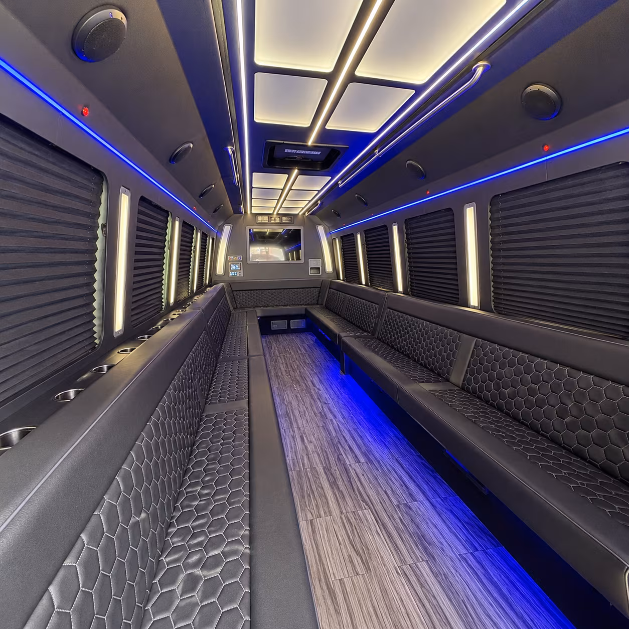 sandy 30 passenger party bus interior