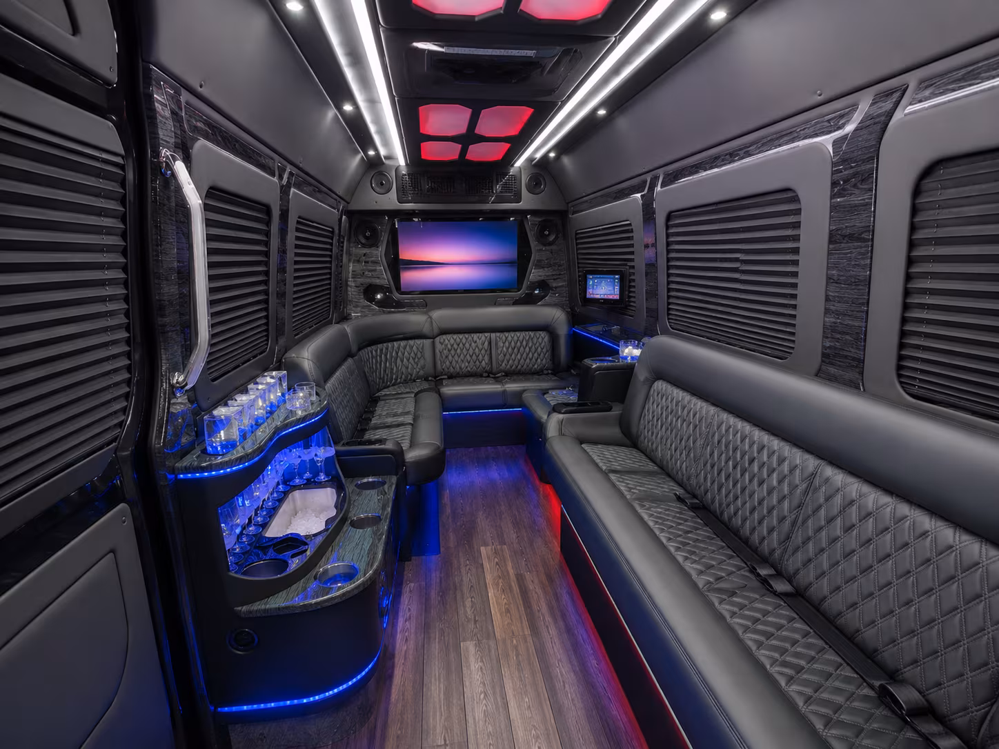 sandy 40 passenger party bus interior