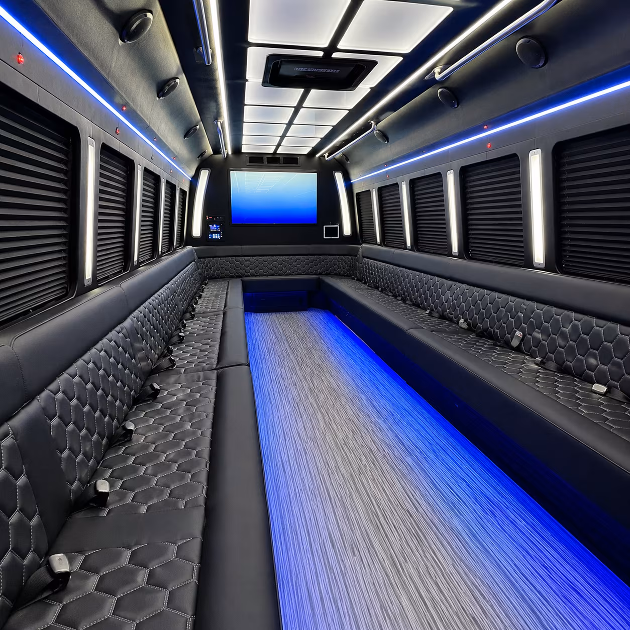sandy 50 passenger party bus inside